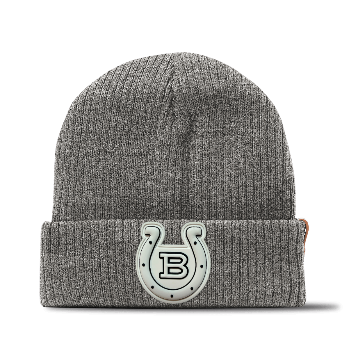 Horseshoe Beanie — Monochrome Patch, Gray, front