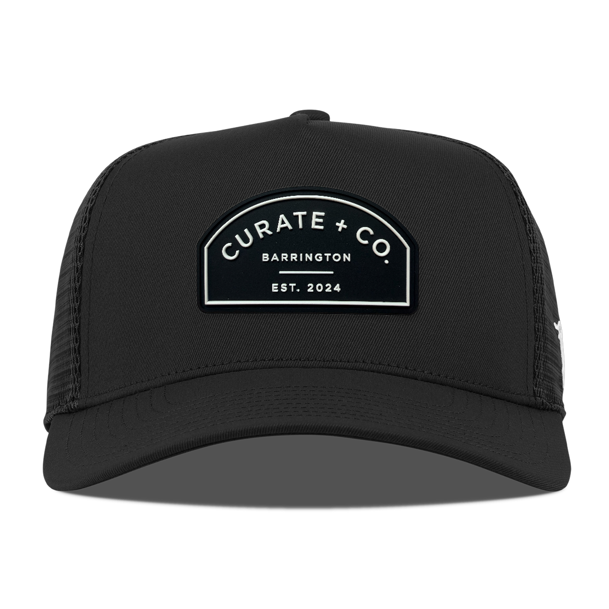 Curate + Co. Arch 5 Panel Trucker, Black, front