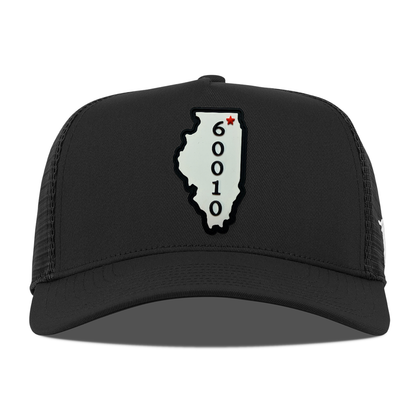 Illinois 60010 5 Panel Trucker, Black, front