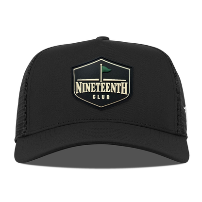 Nineteenth Club 5 Panel Trucker, Black, front