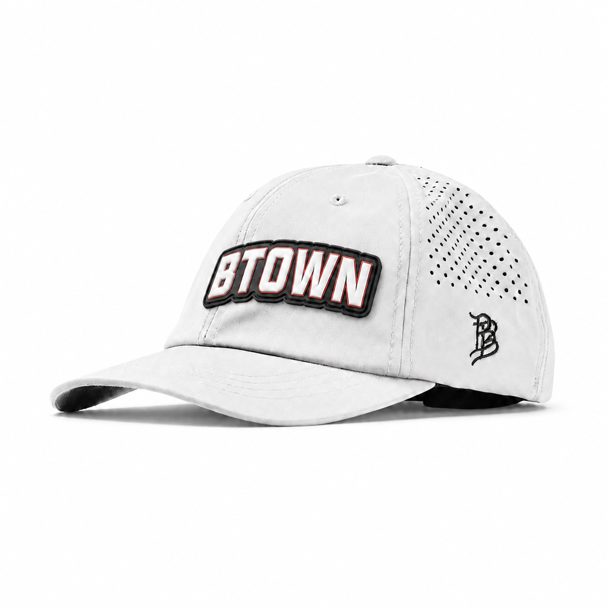 White Performance Dad Hat with BTOWN PVC patch
