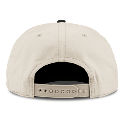 Beige / Vintage Black Canvas 5 Panel hat, back view