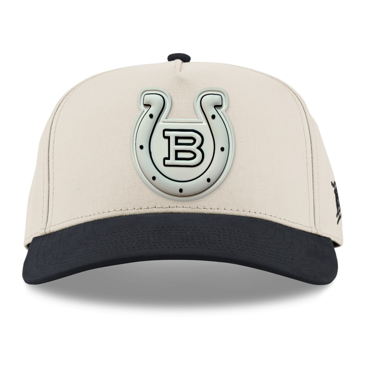 Horseshoe Canvas Hat — Monochrome Patch, Beige/Vintage Black, front