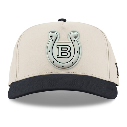 Horseshoe Canvas Hat — Monochrome Patch, Beige/Vintage Black, front
