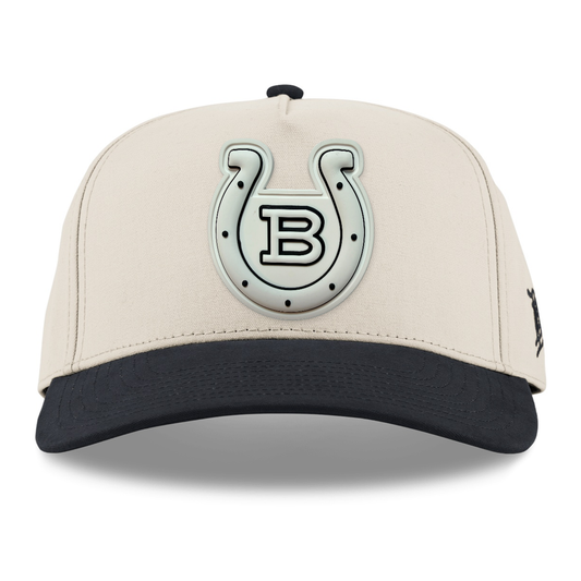 Horseshoe Canvas Hat — Monochrome Patch, Beige/Vintage Black, front