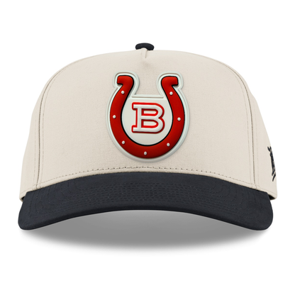 Horseshoe Canvas Hat — White Patch, Beige/Vintage Black, front