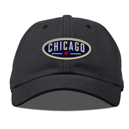 Chicago Oval Canvas Dad Hat, Vintage Black, front