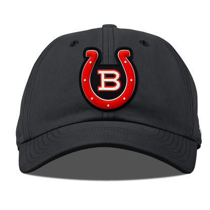 Horseshoe Canvas Dad Hat — Black Patch, Vintage Black, front
