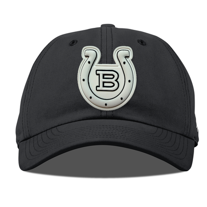 Horseshoe Canvas Dad Hat — Monochrome Patch, Vintage Black, front