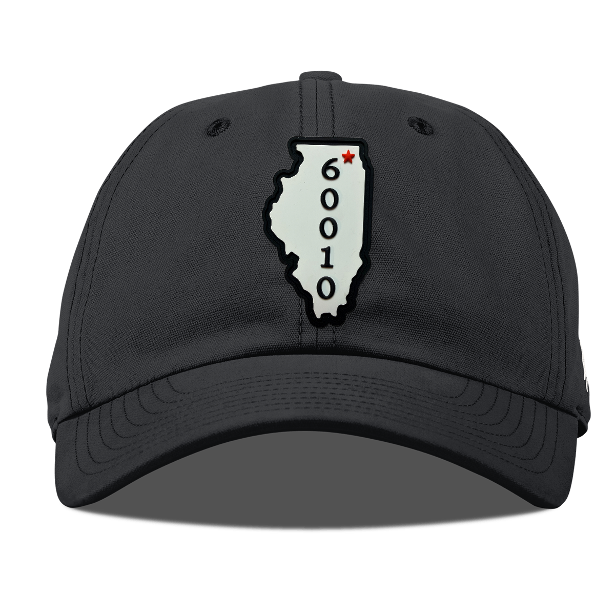 Illinois 60010 Canvas Dad Hat, Vintage Black, front