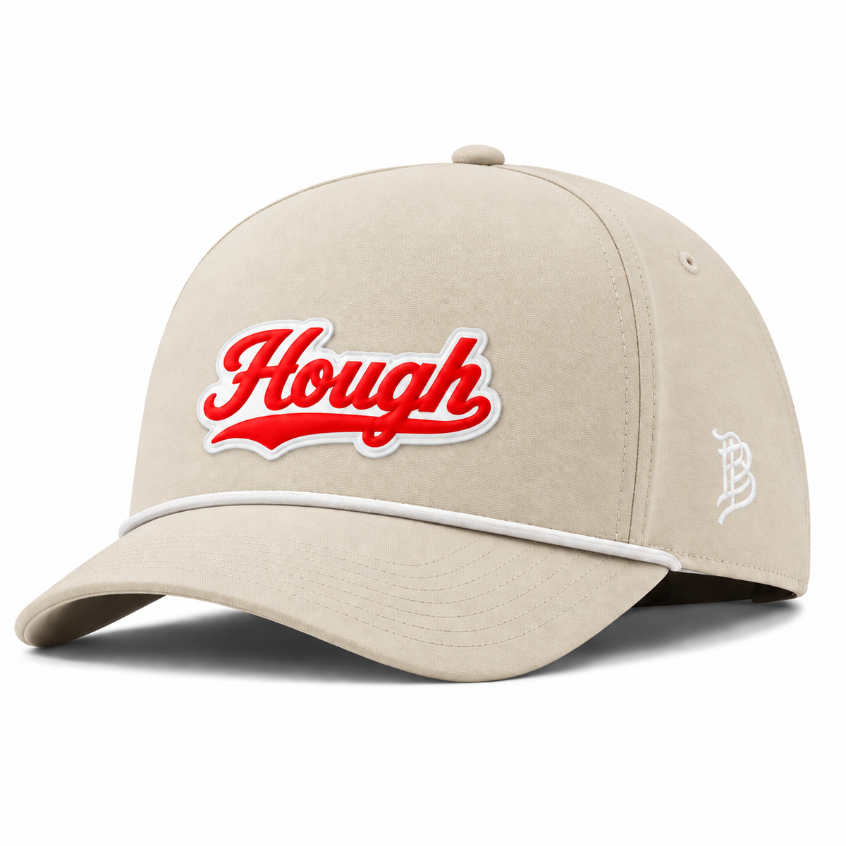 Script Hough | Curved | Canvas 5 Panel Rope; Beige; hough on white PVC patch; front view