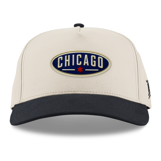 Chicago Oval Canvas Hat, Beige/Vintage Black, front