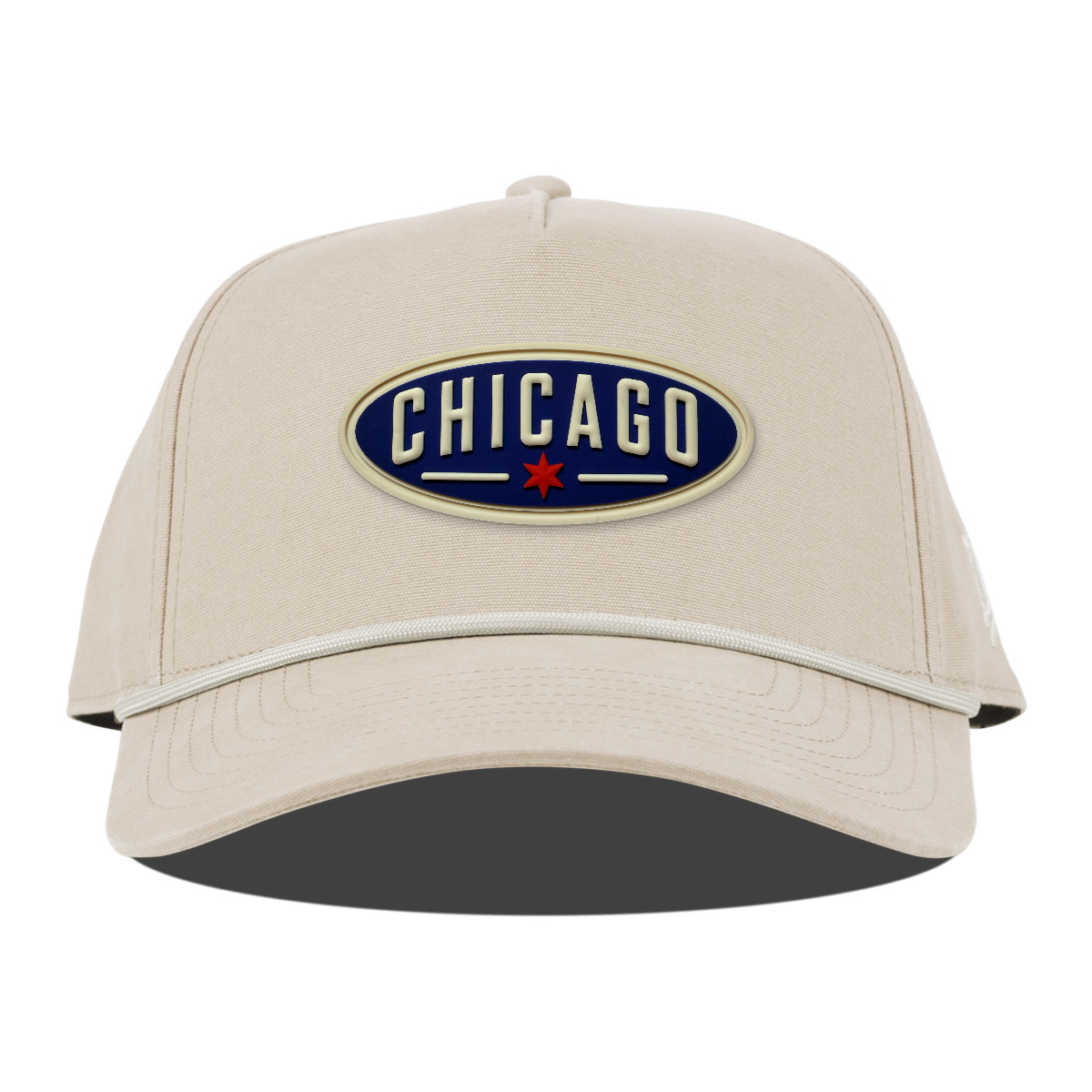 Chicago Oval Canvas Rope Hat, Beige, front