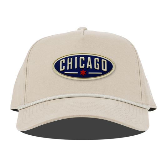 Chicago Oval Canvas Rope Hat, Beige, front
