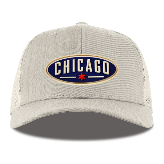 Chicago Oval Trucker, Heather Beige, front
