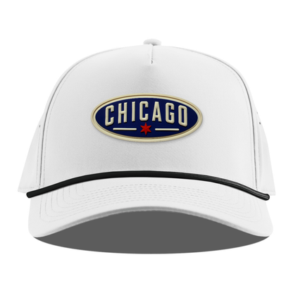 Chicago Oval Rope Hat, White + Black Rope, front