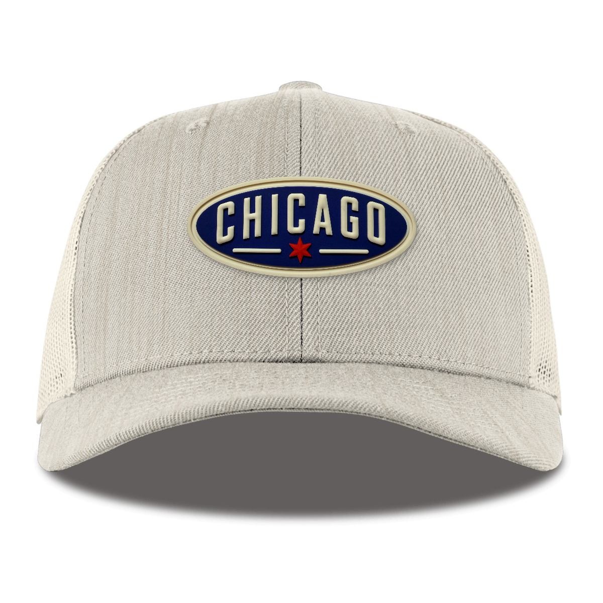 Chicago Oval Trucker, Heather Beige, front