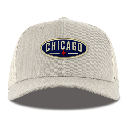 Chicago Oval Trucker, Heather Beige, front