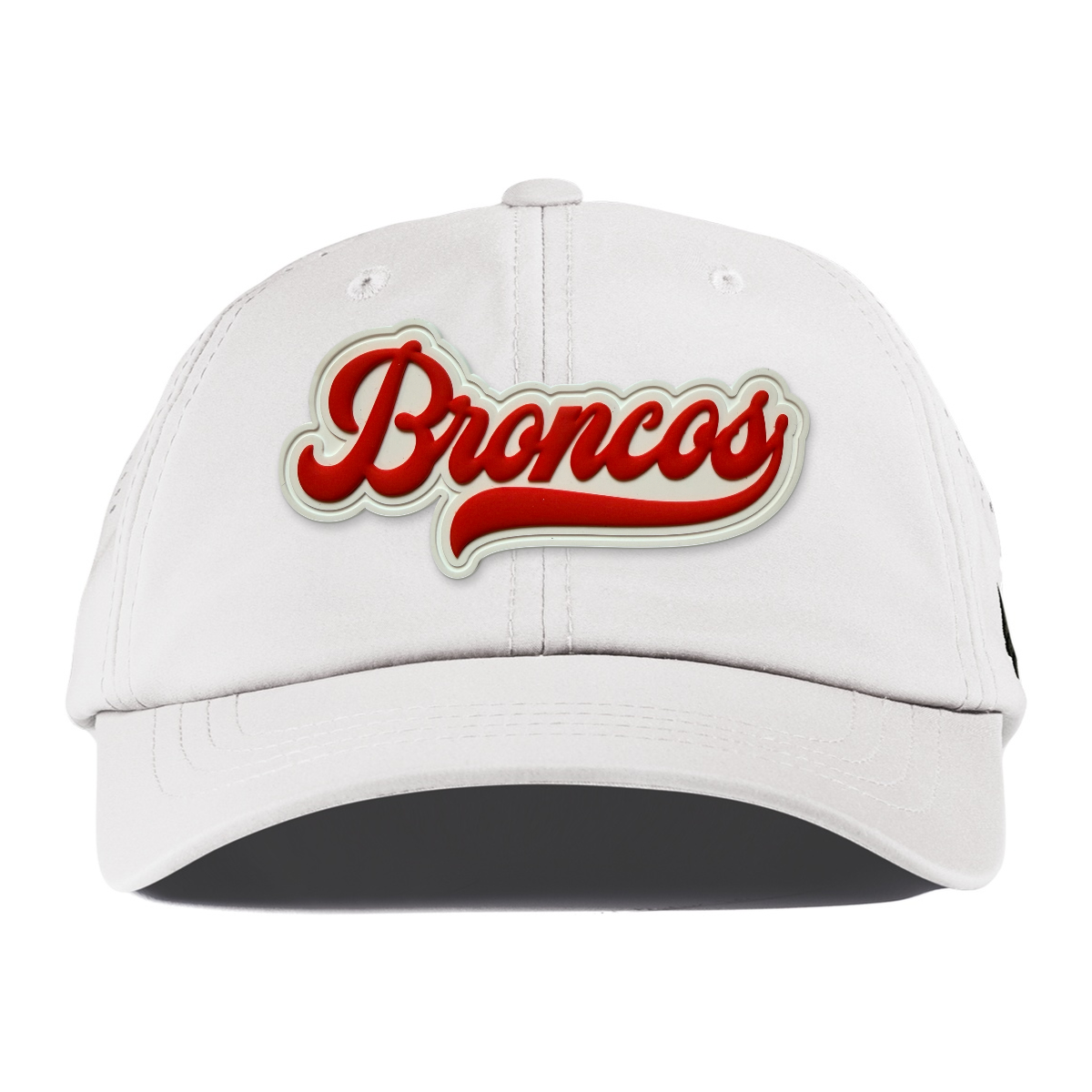 Script Broncos Performance Dad Hat — White Patch, White, front