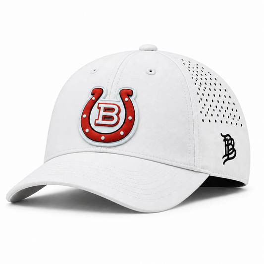 Horseshoe | Curved | Performance Dad; White; horseshoe on white PVC patch; front view
