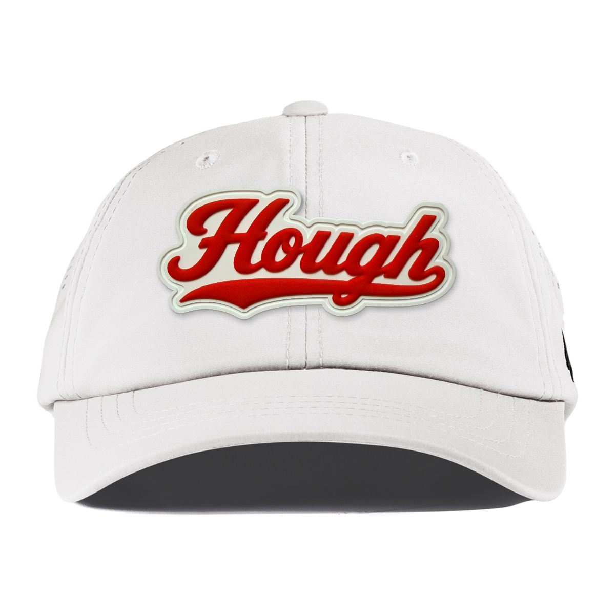 Script Hough Performance Dad Hat, White, front