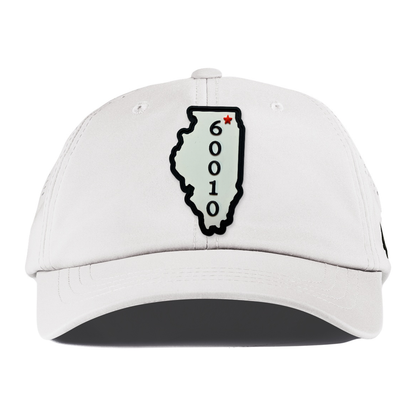 Illinois 60010 Performance Dad Hat, White, front