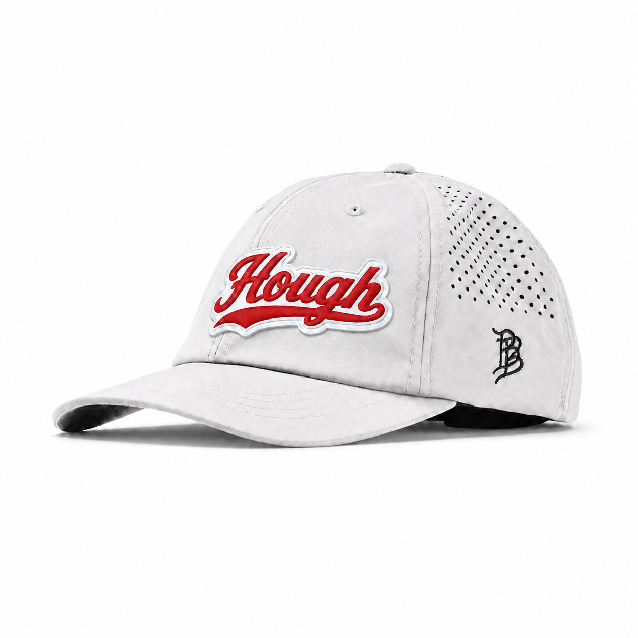 White Performance Dad Hat with HOUGH ON WHITE PVC patch