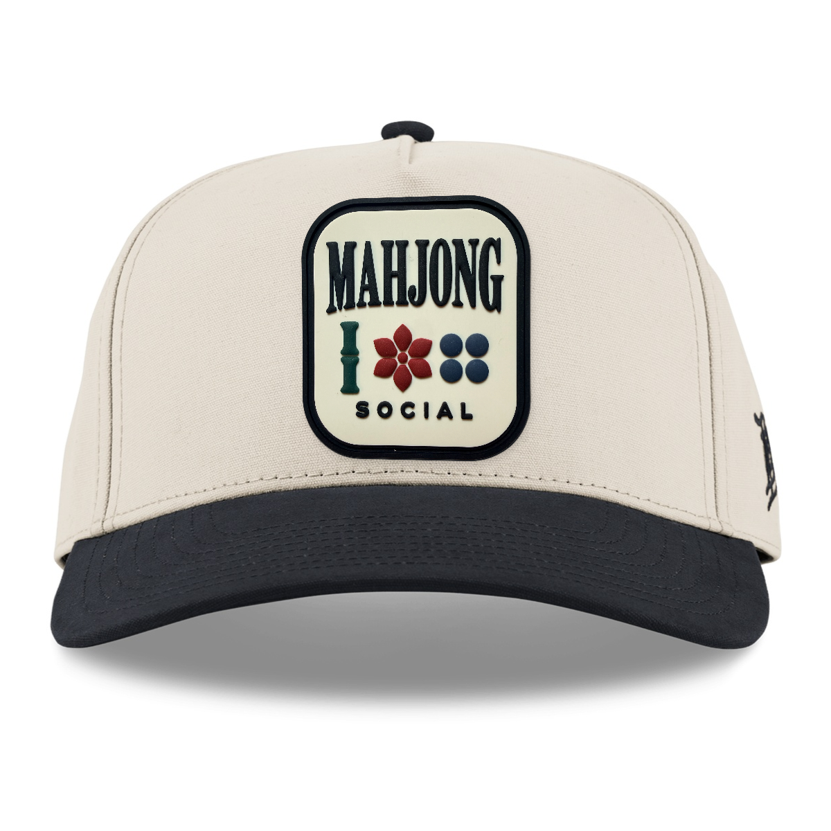 Mahjong Social Canvas Hat, Beige/Vintage Black, front