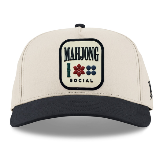 Mahjong Social Canvas Hat, Beige/Vintage Black, front