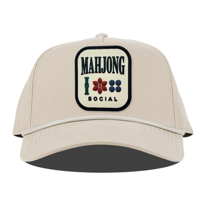 Mahjong Social Canvas Rope Hat, Beige, front