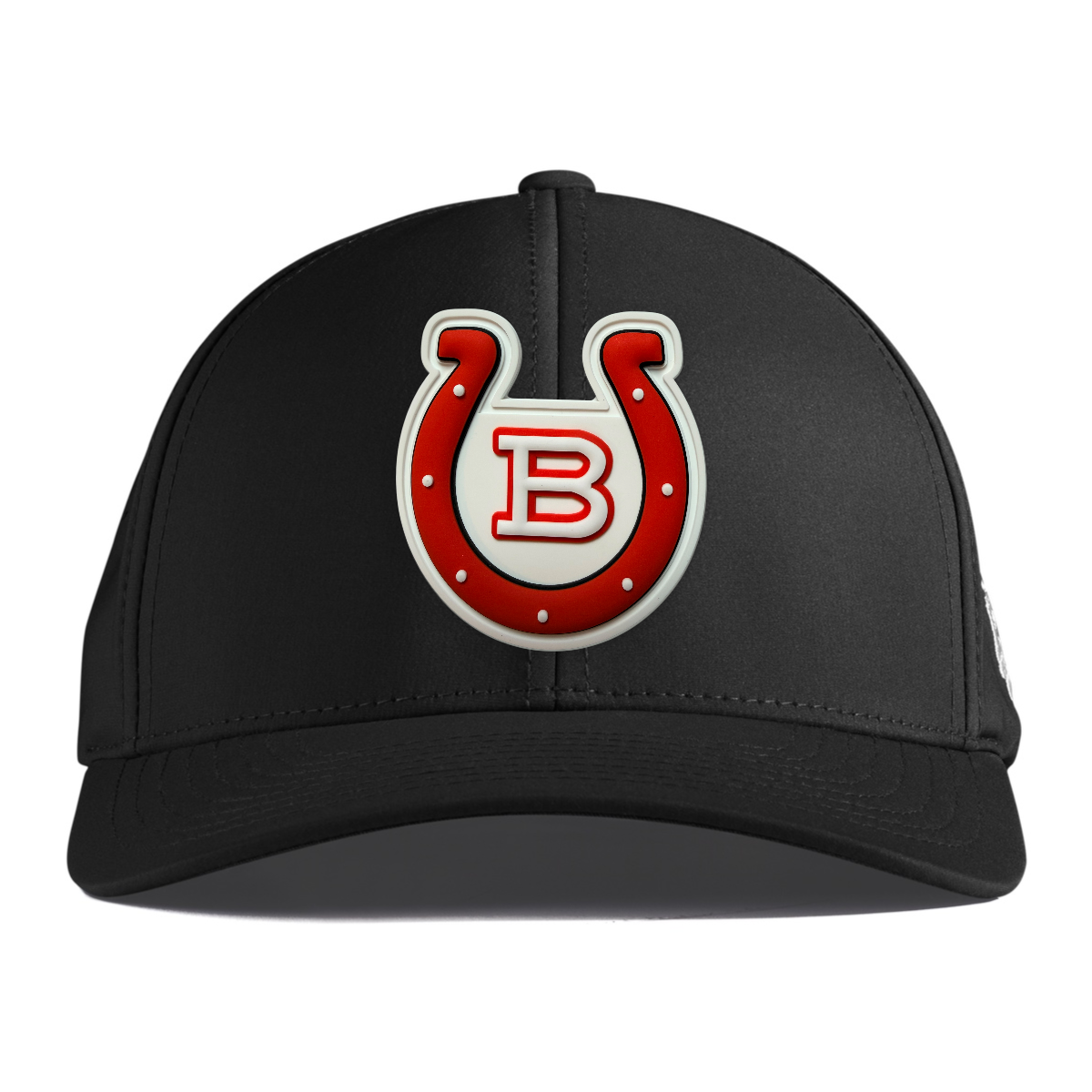Horseshoe Performance Hat — White Patch, Black, front