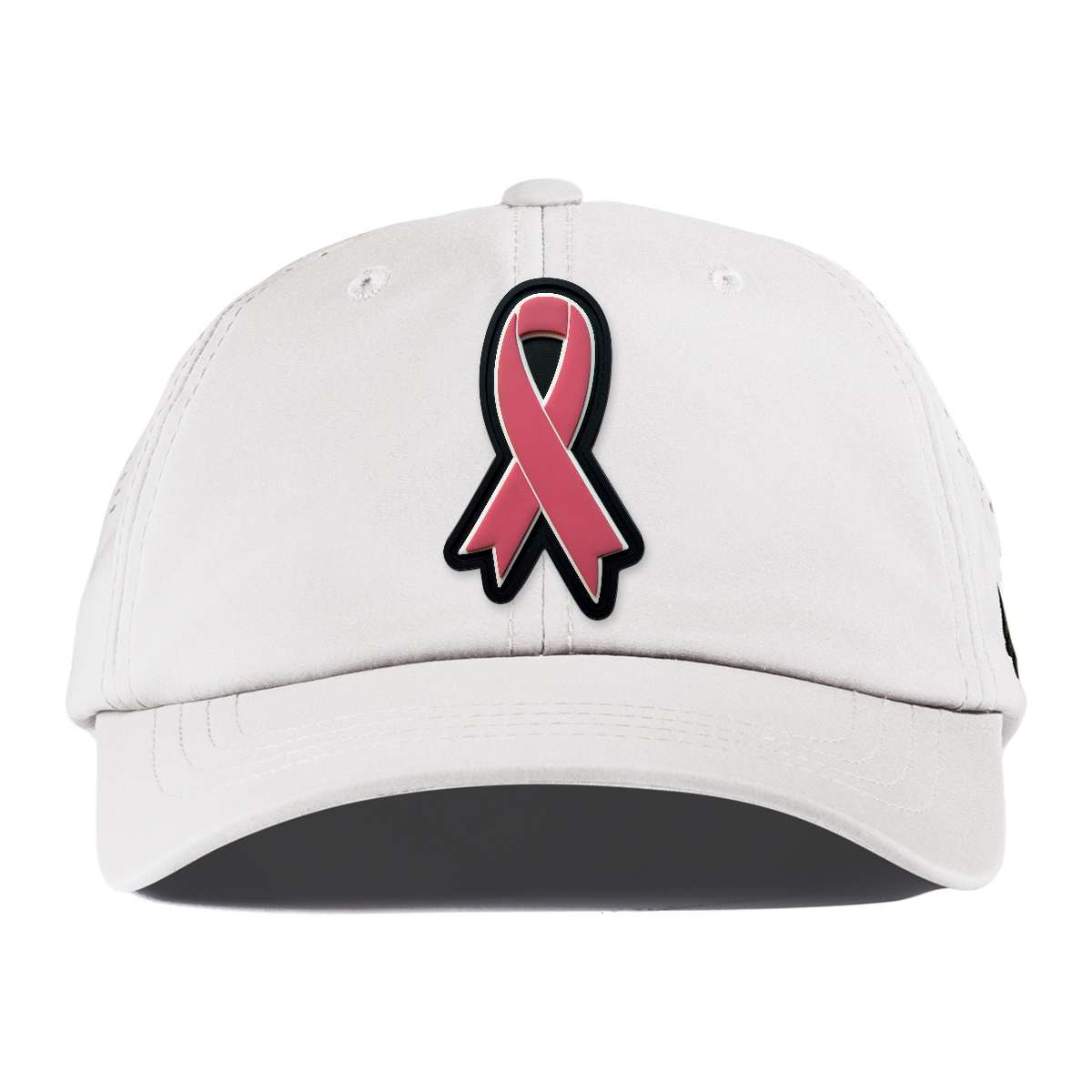 Pink Ribbon Performance Dad Hat, White, front