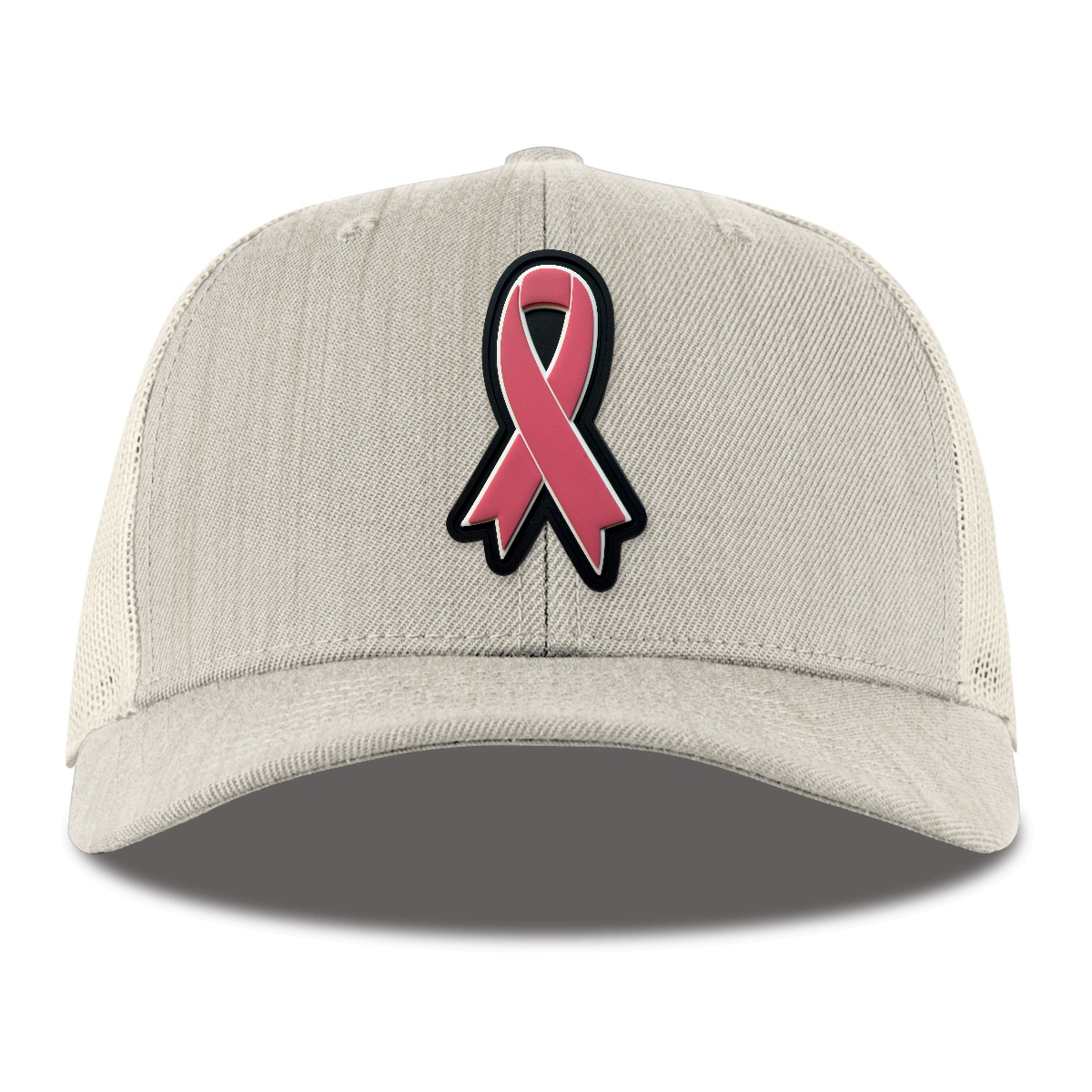 Pink Ribbon Trucker, Heather Beige, front