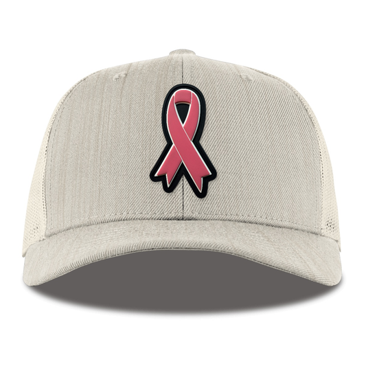 Pink Ribbon Trucker, Heather Beige, front
