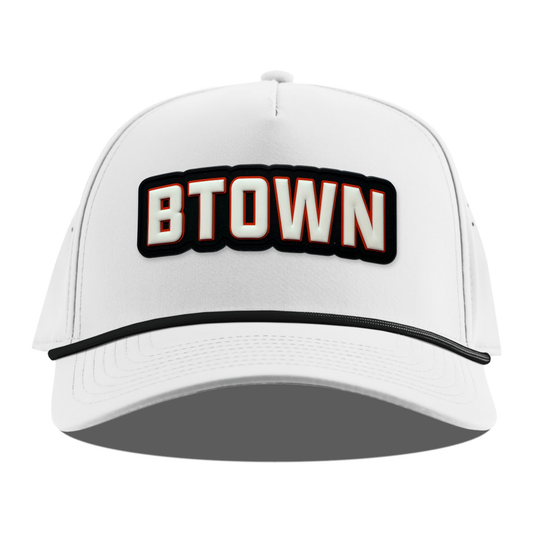 BTOWN Rope Hat, White + Black Rope, front