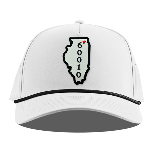 Illinois 60010 Rope Hat, White + Black Rope, front