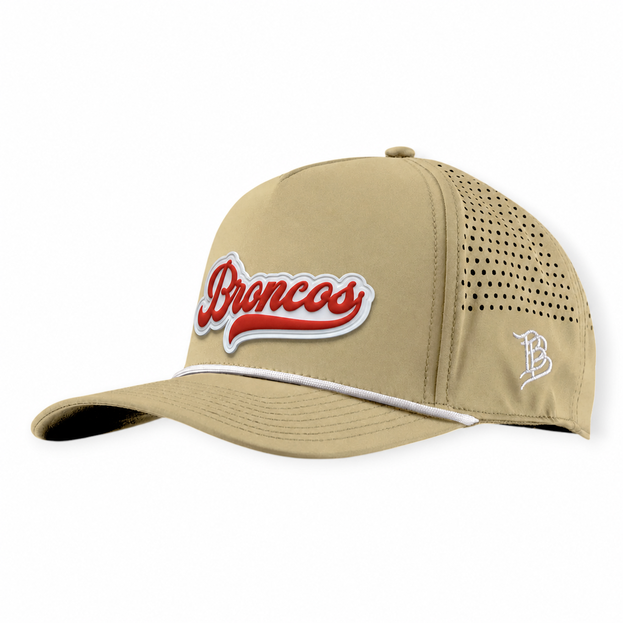 BRONCOS ON WHITE | CURVED 5 PANEL ROPE - DESERT + WHITE ROPE