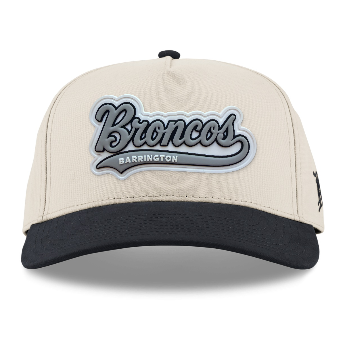 Script Broncos Canvas Hat — Gray Patch, Beige/Vintage Black, front