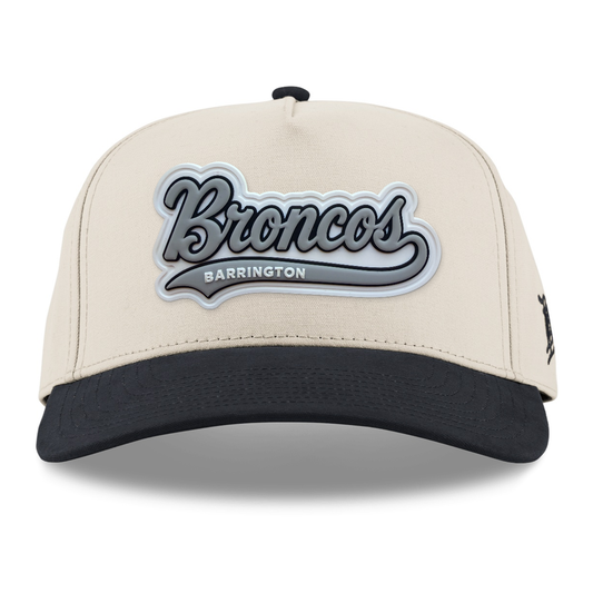 Script Broncos Canvas Hat — Gray Patch, Beige/Vintage Black, front