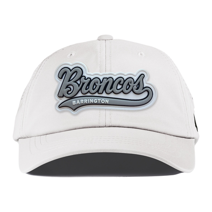 Script Broncos Performance Dad Hat — Gray Patch, White, front