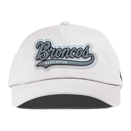 Script Broncos Performance Dad Hat — Gray Patch, White, front