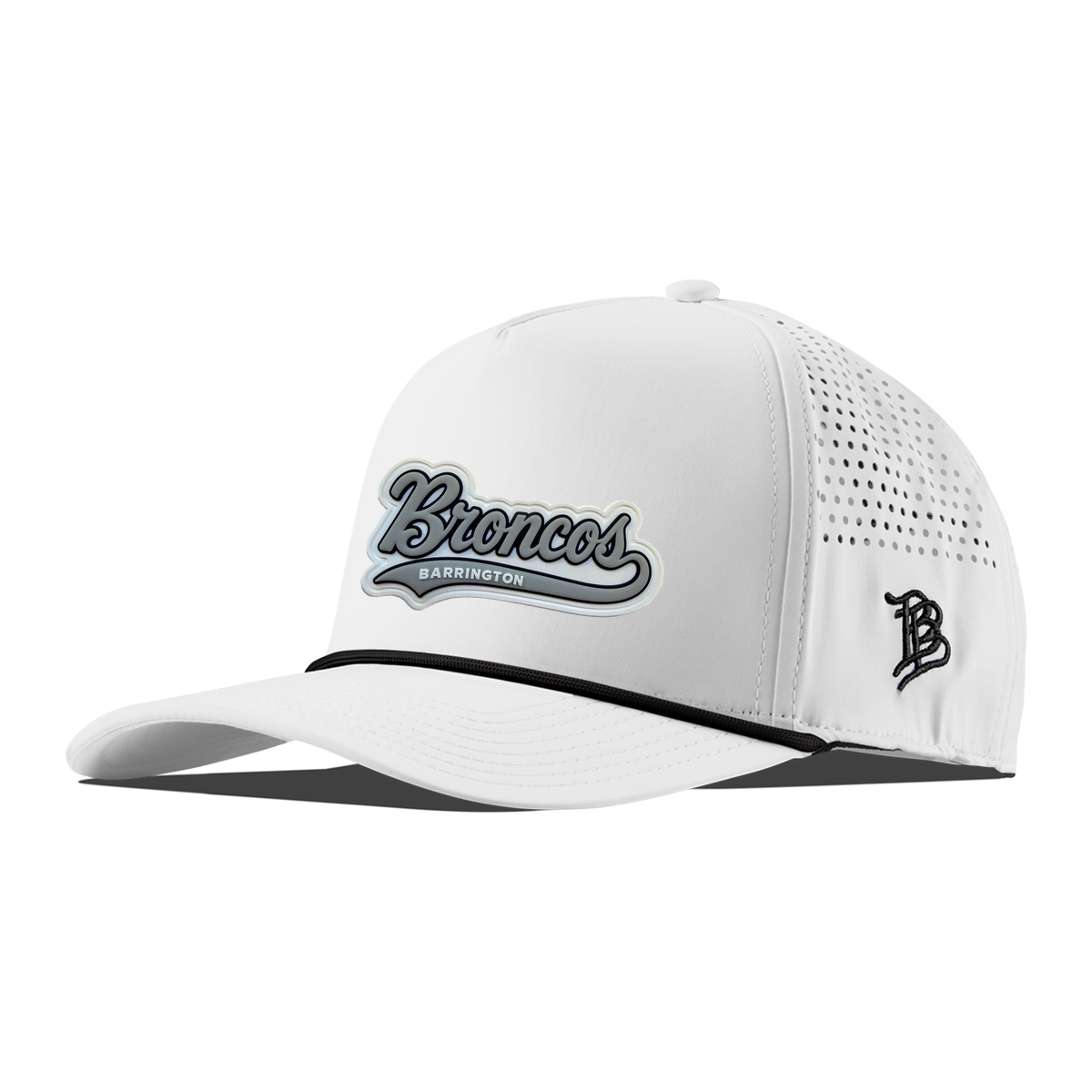 Script Broncos Gray — White + Black Rope
