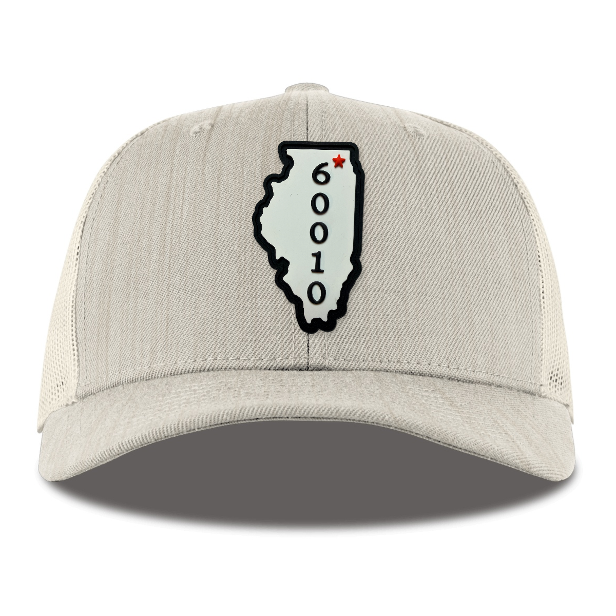 Illinois 60010 Trucker, Heather Beige, front